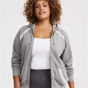 Torrid Gray Hoodie with Lace Accents